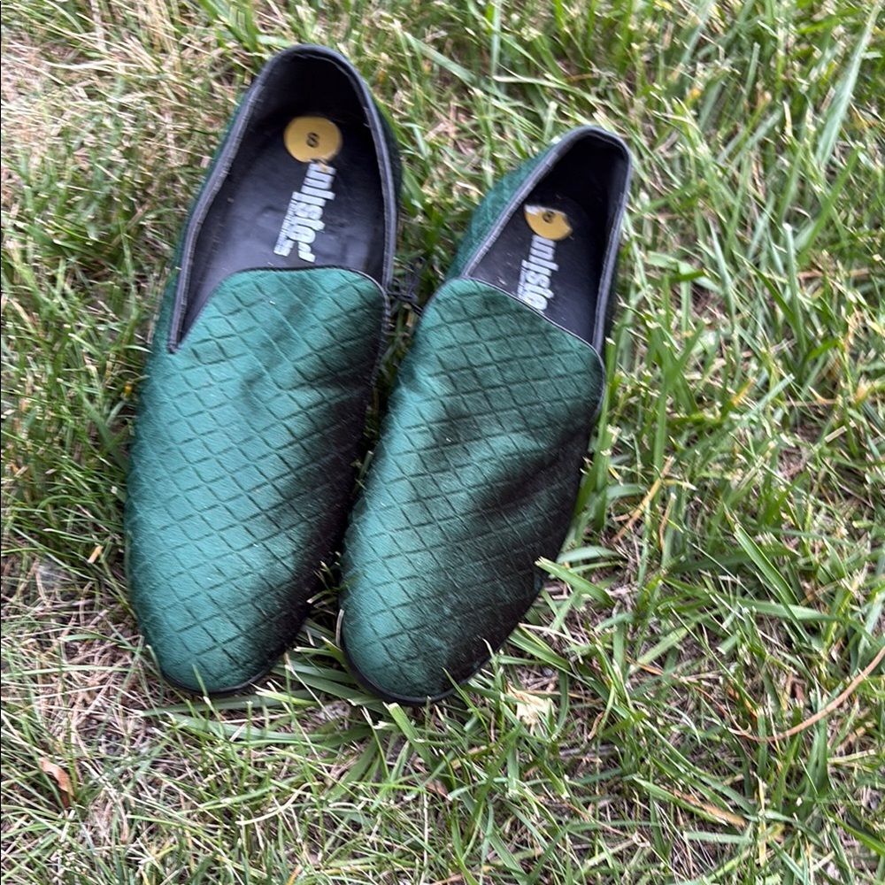 Green Quilted Men's Loafers